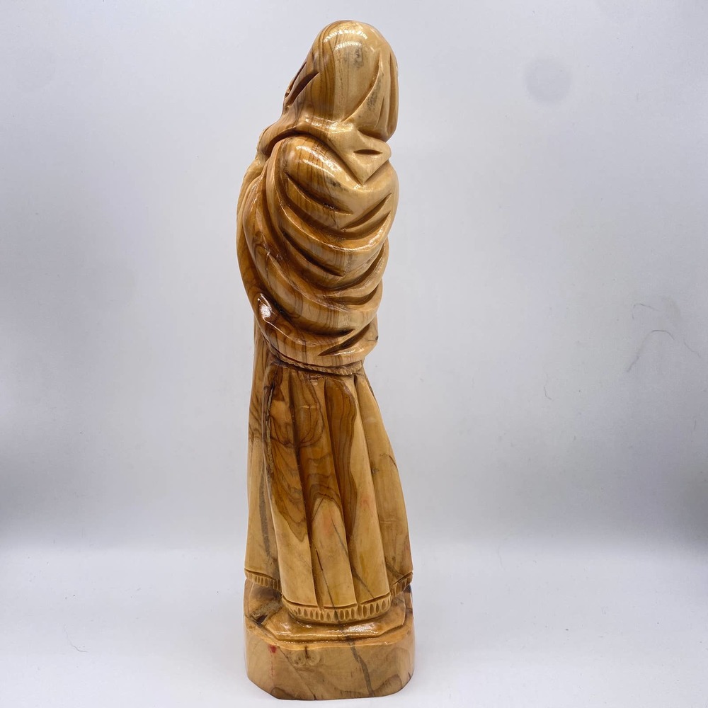 Virgin Mary & Baby Jesus Olive Wood Statue 10" Made in Bethlehem - Picture 4 of 6